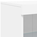 Side Cabinet with LED Lights White/Black Engineered Wood