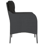Garden Chairs with Cushions 2 pcs-Black Poly Rattan