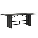 Garden Table with Glass Top Black  Poly Rattan