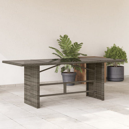 Garden Table with Glass Top Black  Poly Rattan