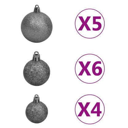 Artificial Hinged Christmas Tree,150 LEDs, Ball Set 150/120 cm