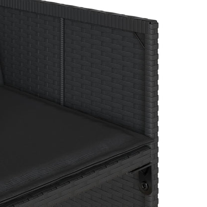 11-Piece Black Poly Rattan Dining Set with Plush Cushions for Outdoor Dining 