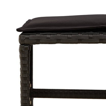 11-Piece Black Poly Rattan Dining Set with Plush Cushions for Outdoor Dining 