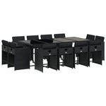 13 Piece Garden Dining Set with Cushions Black Poly Rattan Elegance