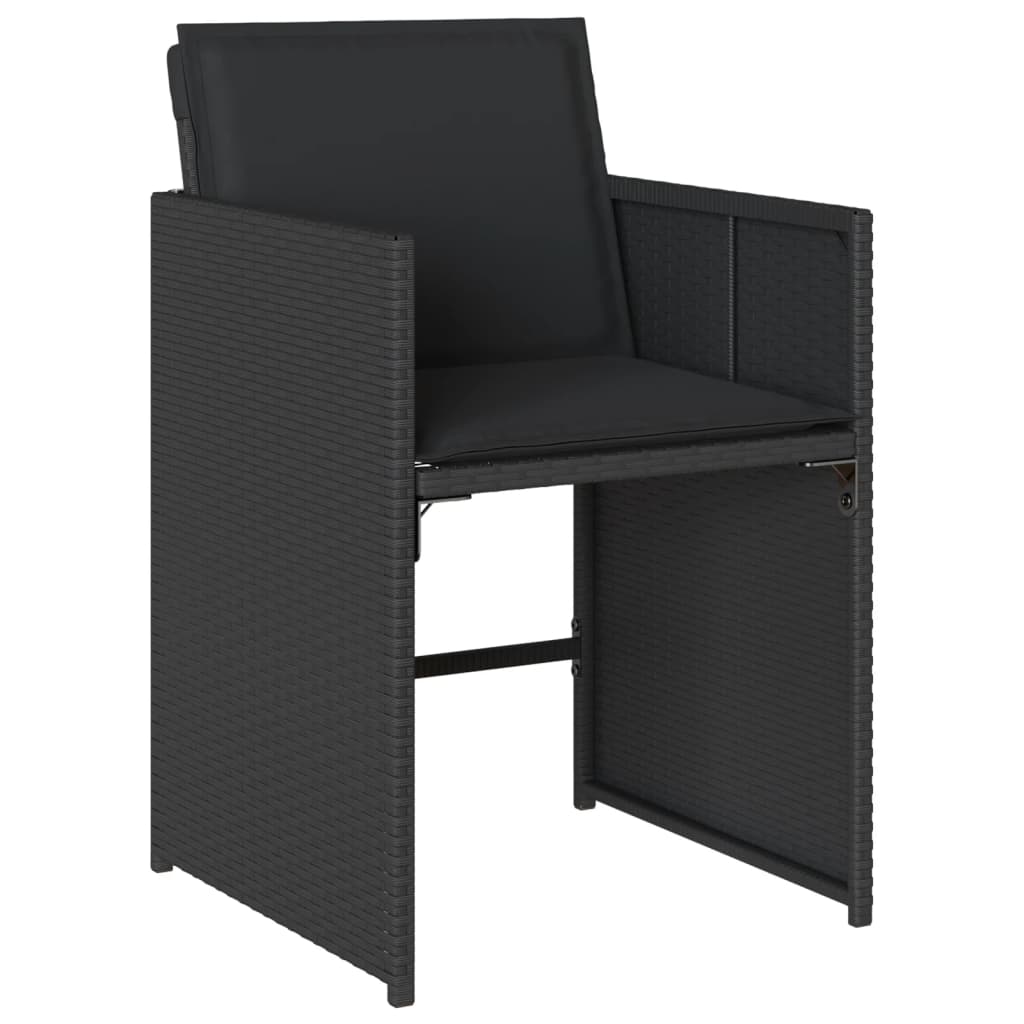 13 Piece Garden Dining Set with Cushions Black Poly Rattan Elegance