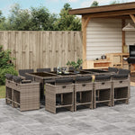 13 Piece Garden Dining Set with Cushions Black Poly Rattan Elegance