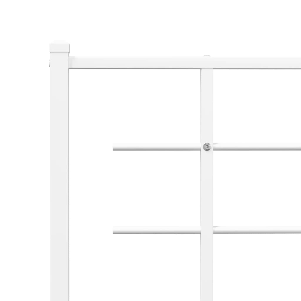 Metal Bed Frame with Headboard White