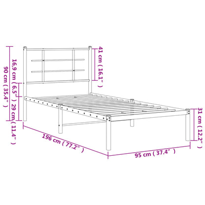 Metal Bed Frame with Headboard White