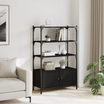 Bookcase 3-Tier Black Engineered Wood