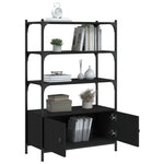 Bookcase 3-Tier Black Engineered Wood