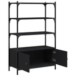 Bookcase 3-Tier Black Engineered Wood