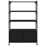 Bookcase 3-Tier Black Engineered Wood