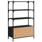 Bookcase 3-Tier Black Engineered Wood