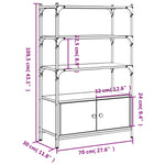 Bookcase 3-Tier Black Engineered Wood