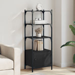 Bookcase 3-Tier Black Engineered Wood