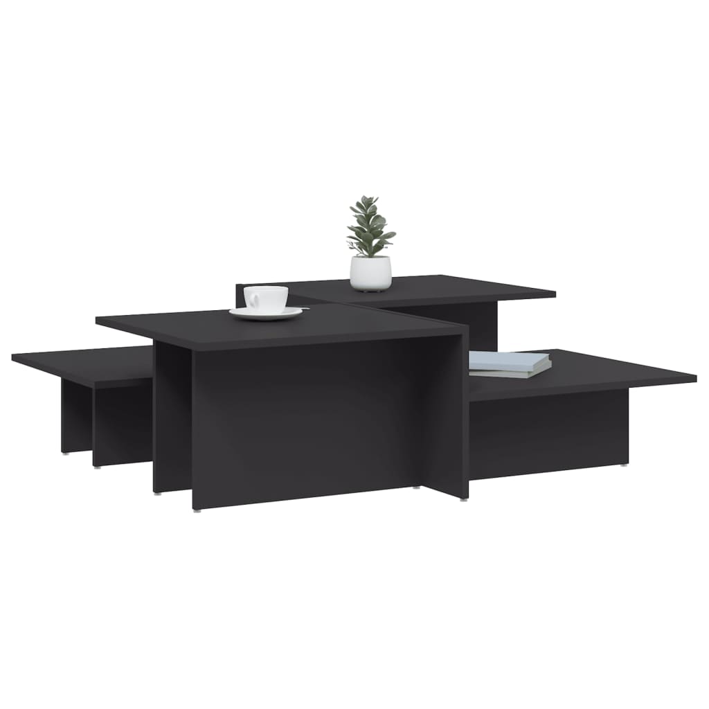 Coffee Tables 2 pcs White/Black/Grey Engineered Wood