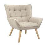 Armchair Accent Chairs Sofa Lounge Fabric Upholstered Tub Chair Beige