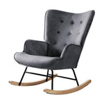 Rocking Chair Armchair Velvet Accent Chairs Fabric Upholstered Grey