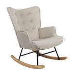 Rocking Chair Nursing Armchair Velvet Accent Chairs Upholstered Beige