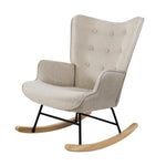 Rocking Chair Nursing Armchair Velvet Accent Chairs Upholstered Beige