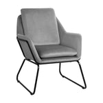 Armchair Velvet Accent Chairs Tub Chair Sofa Lounge Upholstered Grey