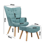 Armchair Lounge Chair Ottoman Accent Armchairs Fabric Sofa Chairs Blue
