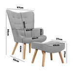 Armchair Lounge Chair Ottoman Accent Armchairs Fabric Sofa Chairs Grey