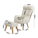 Armchair wit Stool, Home Lounge with 360 Swivel Seat and 145 Recline Beige