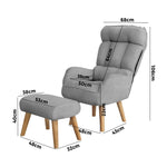 Armchair wit Stool, Home Lounge with 360 Swivel Seat and 145 Recline Grey