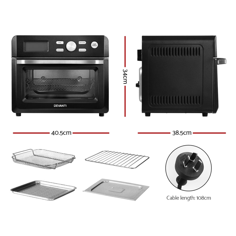 Devanti 20L Air Fryer Convection Oven Oil Free Fryers Black