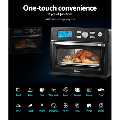 Devanti 20L Air Fryer Convection Oven Oil Free Fryers Black