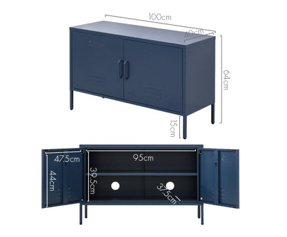 Base Metal Locker Storage Shelf Organizer Cabinet Buffet Sideboard Blue