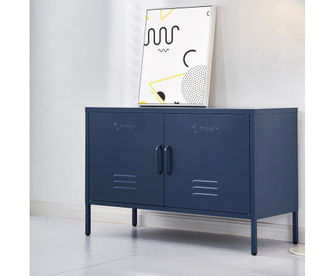 Base Metal Locker Storage Shelf Organizer Cabinet Buffet Sideboard Blue