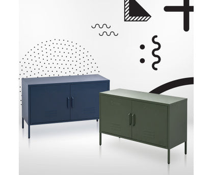 Base Metal Locker Storage Shelf Organizer Cabinet Buffet Sideboard Blue