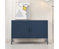 Base Metal Locker Storage Shelf Organizer Cabinet Buffet Sideboard Blue