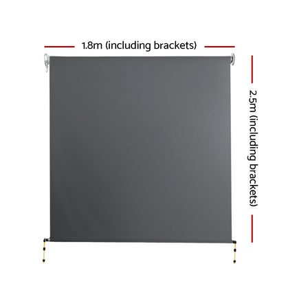 Instahut 1.8m x 2.5m Retractable Roll Down Awning - Grey