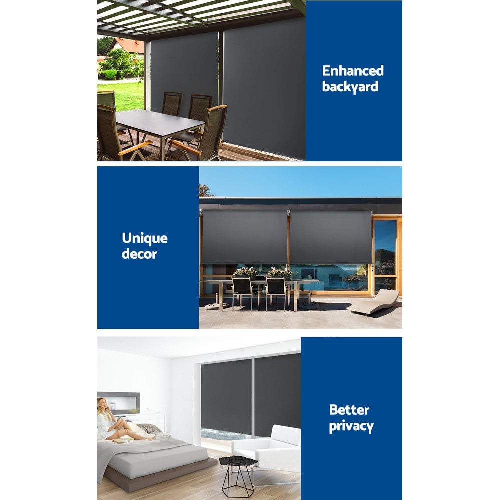Instahut 1.8m x 2.5m Retractable Roll Down Awning - Grey