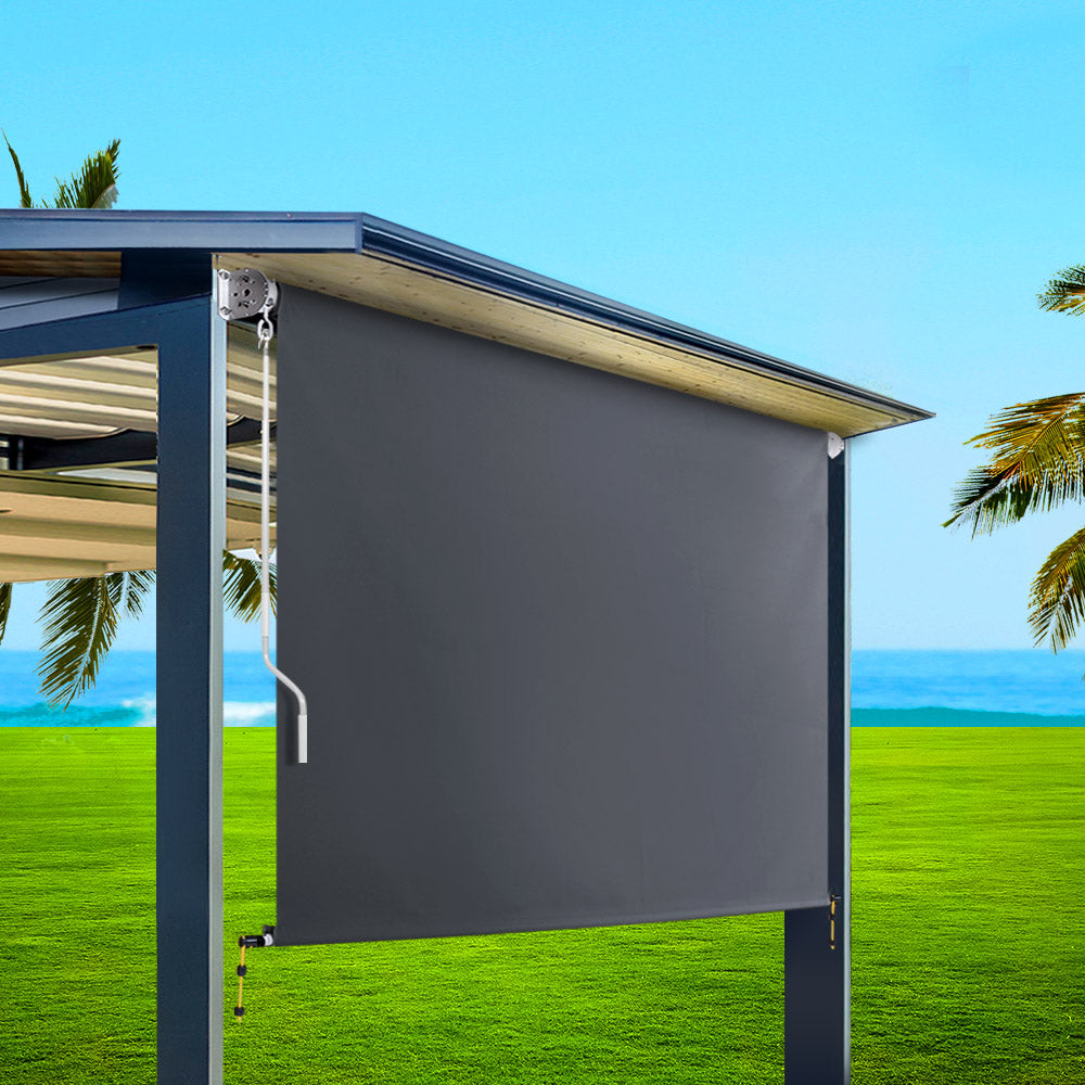 Instahut 1.8m x 2.5m Retractable Roll Down Awning - Grey