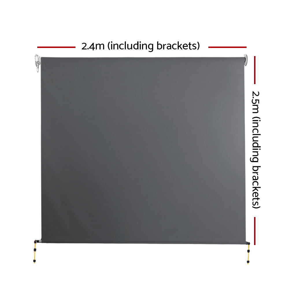 Instahut 2.4m x 2.5m Retractable Roll Down Awning - Grey