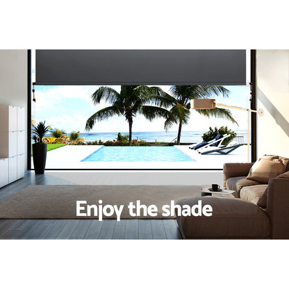 Instahut 2.4m x 2.5m Retractable Roll Down Awning - Grey