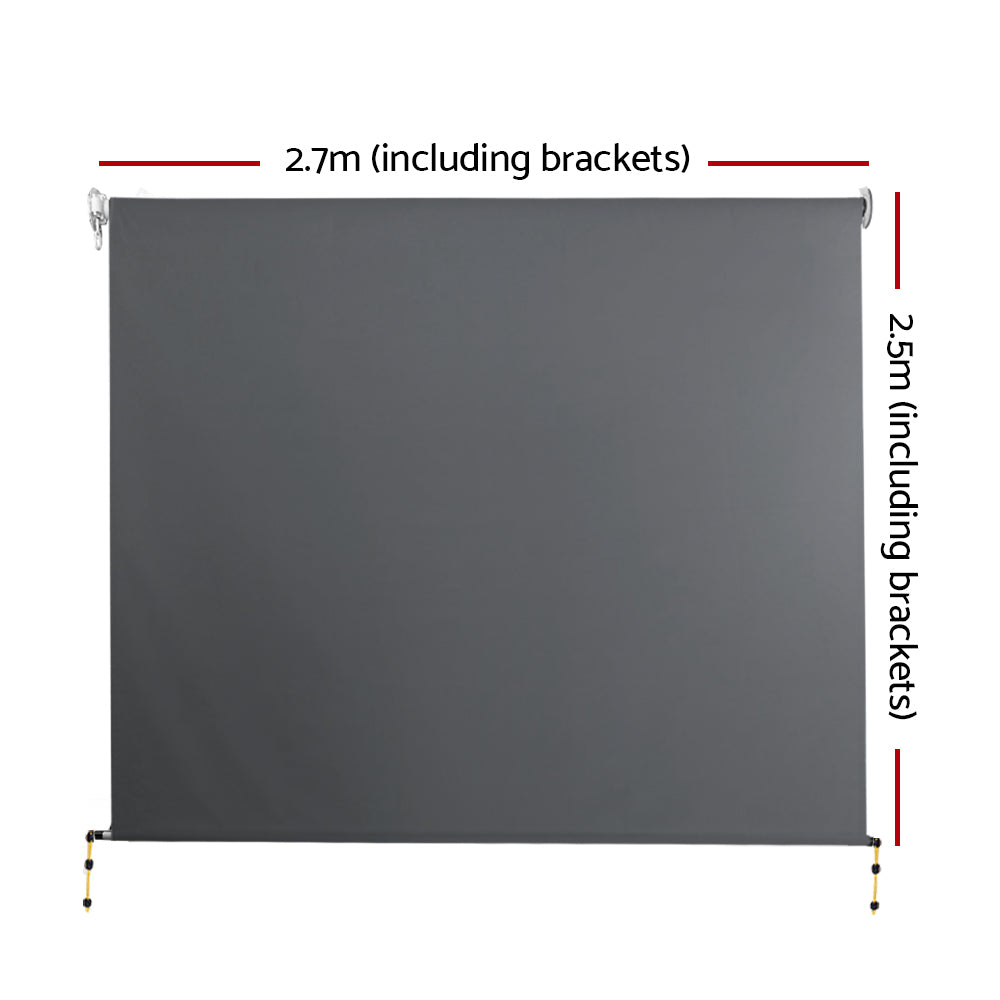 Instahut 2.7m x 2.5m Retractable Roll Down Awning - Grey