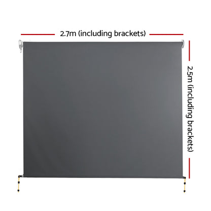 Instahut 2.7m x 2.5m Retractable Roll Down Awning - Grey