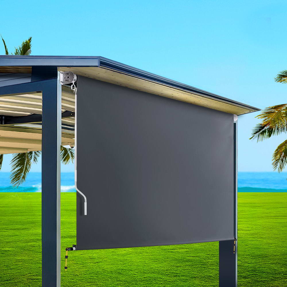 Instahut 2.7m x 2.5m Retractable Roll Down Awning - Grey