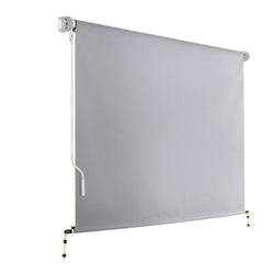 Instahut 3m x 2.5m Retractable Straight Drop Roll Down Awning - Grey