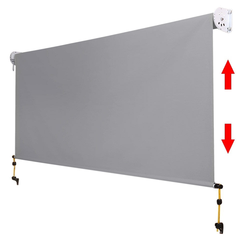 Instahut 3m x 2.5m Retractable Straight Drop Roll Down Awning - Grey