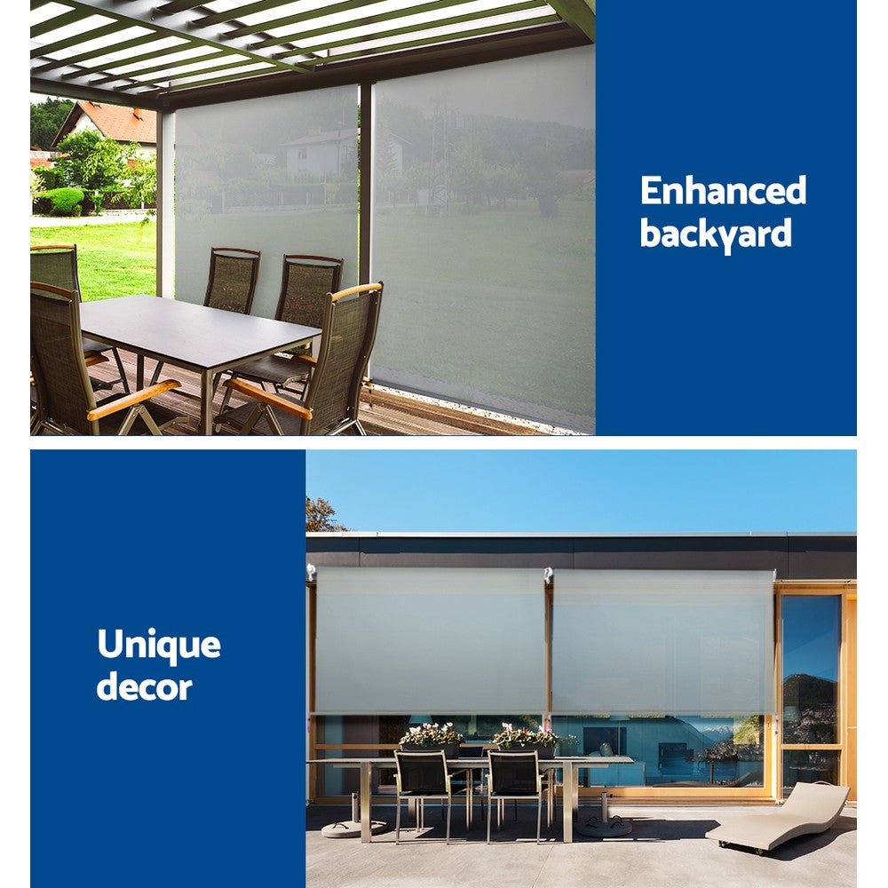 Instahut 3m x 2.5m Retractable Straight Drop Roll Down Awning - Grey