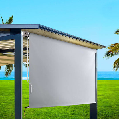 Instahut 3m x 2.5m Retractable Straight Drop Roll Down Awning - Grey