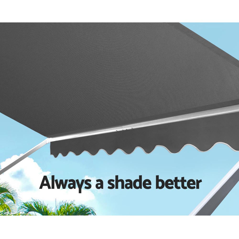 Instahut 2.4m x 2.1m Retractable Fixed Pivot Arm Awning - Grey