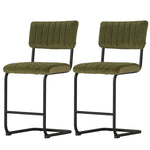 2x Bar Stools Velvet Chairs Green/Grey