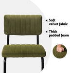 2x Bar Stools Velvet Chairs Green/Grey